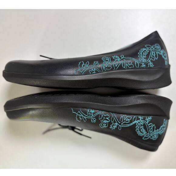 Aetrex US 7 Wide Leather Embroidered Lace Up Orthotic Comfort Shoes - Picture 6 of 7